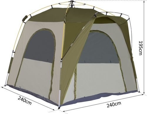 Outsunny-Tente de camping 4 personnes dim. 2,4L x 2,4l x 1,95H m-2