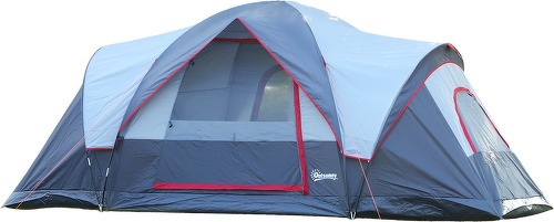 Outsunny-Tente de camping familiale 5-6 personnes - grande porte + 3 fenêtres - dim. 4,55L x 2,3l x 1,8H m fibre verre polyester oxford gris-1