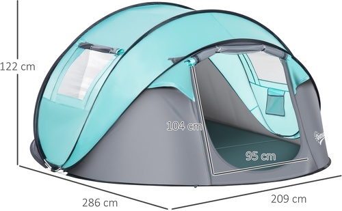 Outsunny-Tente de camping 3-4 personnes dim. 2,86L x 2,09l x 1,22H m-2