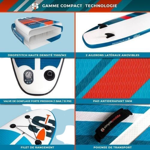 SIMPLE PADDLE-8' 30'' 4'' (244 X 76 X 10 Cm) Gamme Compact - Planche de stand up-paddle-2