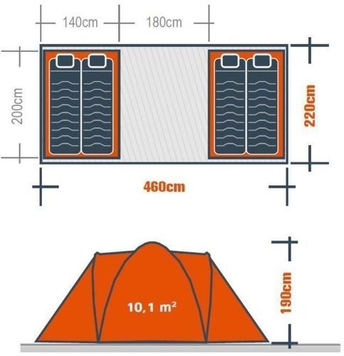 SURPASS-Tente Camping 4 Places Surpass Surptent401G - Tente de randonnée/camping-3