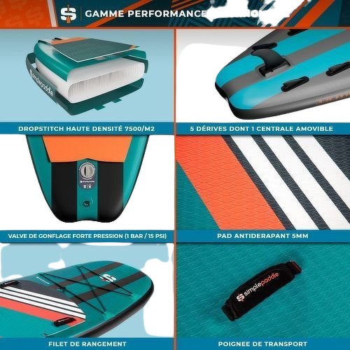 SIMPLE PADDLE-Slade 8'8 30'' 5'' (264 X 76 X 13 Cm) Avec Pagaie, Leash, Pompe Et Transport - Planche de stand up-paddle-3
