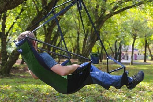 Eno-LOUNGER Chaise suspendue facile à installer - Verte / Grise-2
