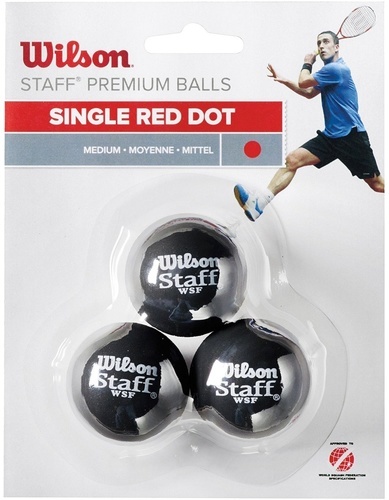 WILSON-Wilson Staff Squash Red Dot 3 Pack Ball-image-1
