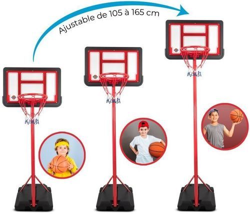BUMBER-Panier de basket sur Pied Evolutif DENVER hauteur réglable de 1.05m à 1.65m Ballon et Pompe inclus-2