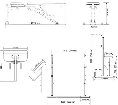 K-Sport GmbH-Set de banc de musculation + support d'haltères I Squat Rack Set - KSSL102-4
