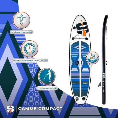 SIMPLE PADDLE-Stand up Paddle Gonflable ROAM 10' 30'' 6'' (295 x 76 x 15 cm) Gamme COMPACT avec Pagaie, Leash, Pompe et Sac de Transport-2