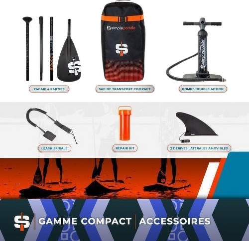 SIMPLE PADDLE-Stand up Paddle Gonflable ROAM 10' 30'' 6'' (295 x 76 x 15 cm) Gamme COMPACT avec Pagaie, Leash, Pompe et Sac de Transport-4