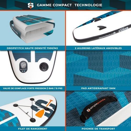 SIMPLE PADDLE-Stand up Paddle Gonflable WANDER 10'8 32'' 6'' (325 x 81 x 15 cm) Gamme COMPACT avec Pagaie, Leash, Pompe et Sac de Transport-3