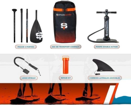 SIMPLE PADDLE-Stand up Paddle Gonflable WANDER 10'8 32'' 6'' (325 x 81 x 15 cm) Gamme COMPACT avec Pagaie, Leash, Pompe et Sac de Transport-4