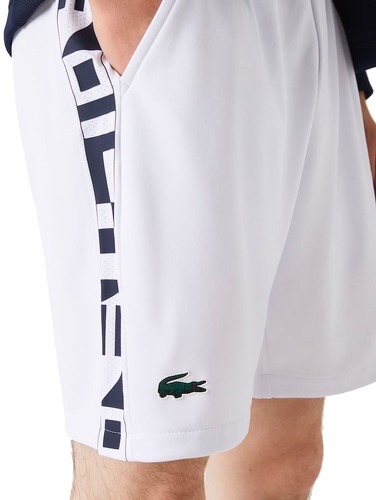 LACOSTE-Short Lacoste Sport Graphic Blanc / Bleu-1