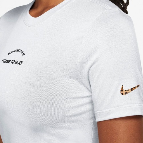 NIKE-T-Shirt Crop-Top Blanc Femme Nike Slim Fierce-2