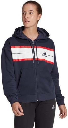 adidas Sportswear-Felpa con cappuccio Essentials Pinstripe Block Fleece Full-Zip Loose Fit-0