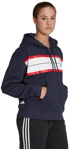 adidas Sportswear-Felpa con cappuccio Essentials Pinstripe Block Fleece Full-Zip Loose Fit-2