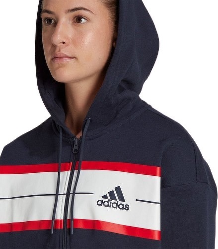 adidas Sportswear-Felpa con cappuccio Essentials Pinstripe Block Fleece Full-Zip Loose Fit-4