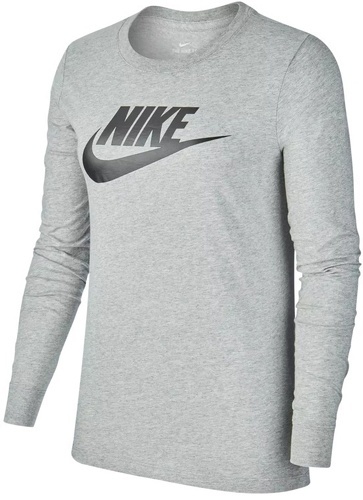 NIKE-T-shirt manches longues Nike femme Sportswear Essential Icon FTR Tee gris / noir-2