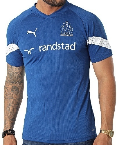 PUMA-Maillot Entraînement OM 2022/2023 Bleu/Blanc-3