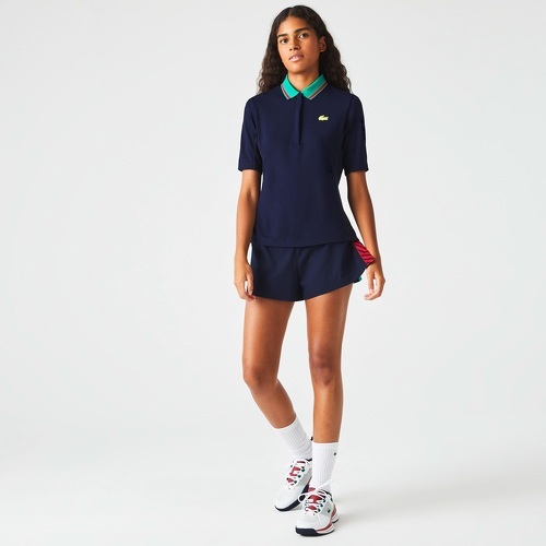LACOSTE-Polo Lacoste Sport Piqué Femme Bleu Marine-1