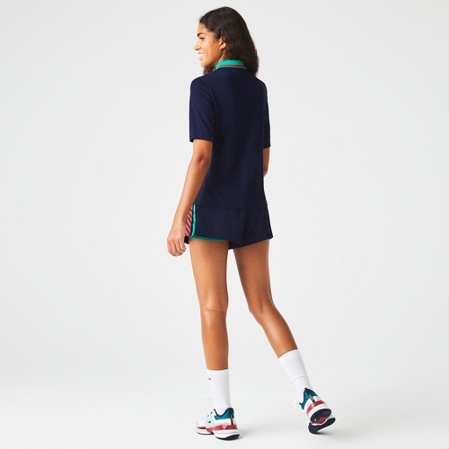 LACOSTE-Polo Lacoste Sport Piqué Femme Bleu Marine-3