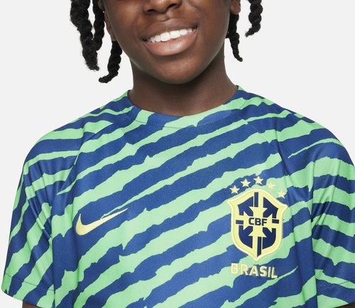 NIKE-Pré-Match Brésil Bleu/Vert Junior-2