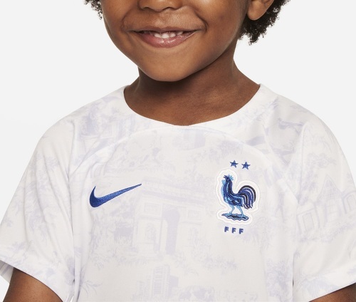 NIKE-Mini Kit France Extérieur 2022/2023 Blanc/Bleu Junior-2