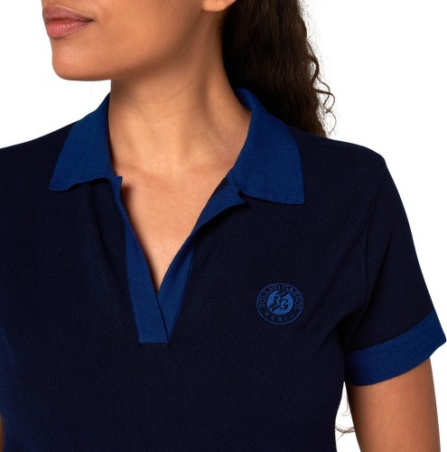 ROLAND-GARROS-Polo tricot femme Roland-Garros - Marine-1