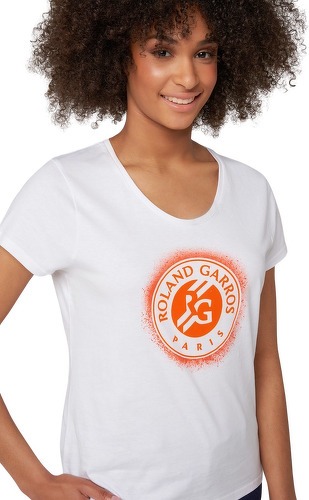 ROLAND-GARROS-T-shirt femme à col rond logo Roland-Garros - blanc-1