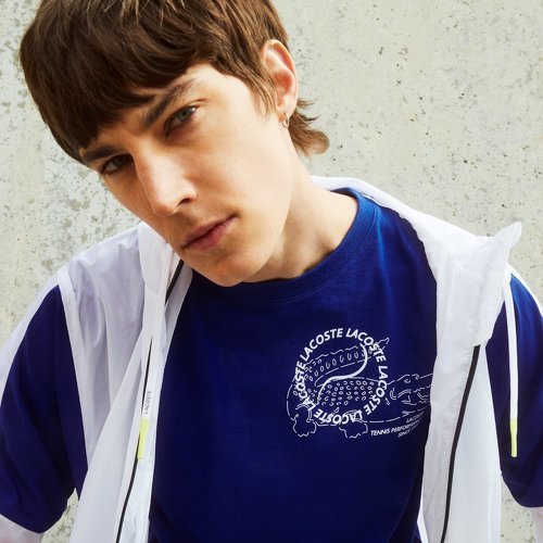 LACOSTE-T-shirt homme Lacoste pour Roland-Garros - Bleu-3