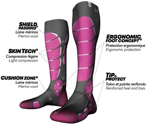 MONNET-MONNET Chaussettes de ski SKI LIGHT - Rose-1