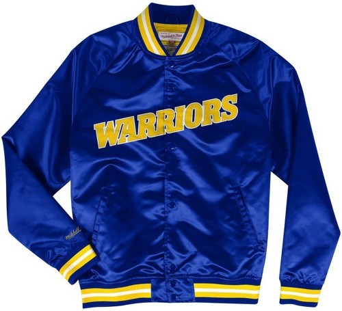 Mitchell & Ness-Veste NBA Golden State Warriors Mitchell & Ness Lightweight satin Bleu pour Homme-0