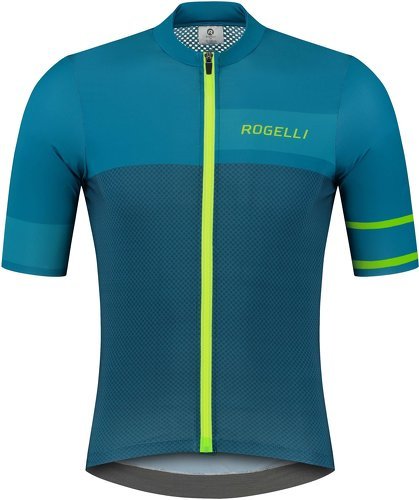Rogelli-Maillot Manches Courtes Velo Block - Homme - Bleu/Lime-image-1