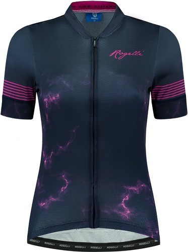 Rogelli-Maillot Manches Courtes Velo Marble - Femme - Bleu/Rose-0