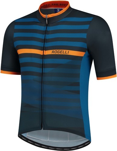 Rogelli-Maillot Manches Courtes Velo Stripe - Homme - Bleu/Orange-0