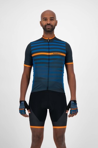 Rogelli-Maillot Manches Courtes Velo Stripe - Homme - Bleu/Orange-3