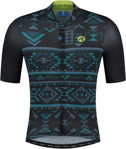 Rogelli-Maillot Manches Courtes Velo Aztec - Homme - Noir/Bleu/Lime-0