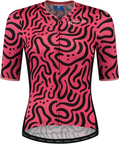 Rogelli-Maillot Manches Courtes Velo Abstract - Femme - Corail/Noir-image-1