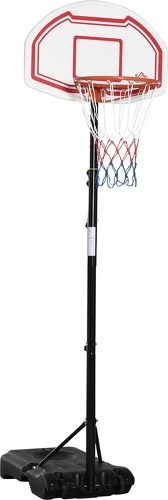 HOMCOM-Panier de Basket-Ball sur pied avec poteau panneau - base de lestage sur roulettes - hauteur réglable 5 niveaux 2,45-2,95 m - acier HDPE noir blanc-image-1