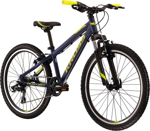 KROSS-Vélo VTT pour jeunes cyclistes,DUST JR 1.0   Bleu/vert citron 24''-3