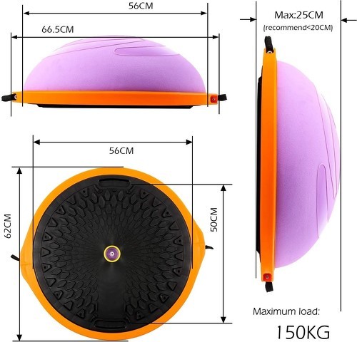 ISE-Ise Balance Trainer, Coussin D'Équilibre Demi-Ballon D’Entraînement Avec Câbles De Résistance - Equilibre-3