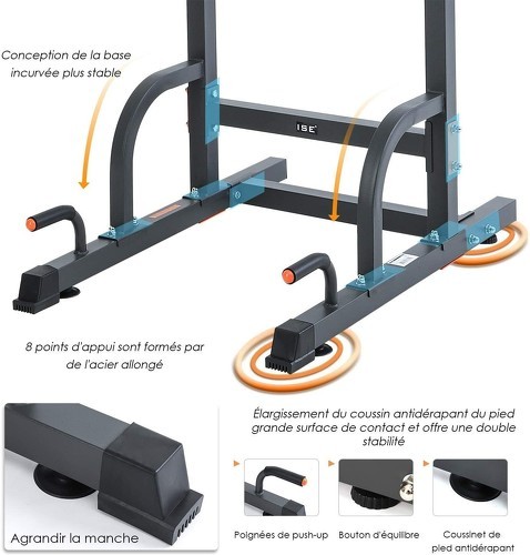 ISE-ISE Power Tower Barre de Traction Chaise Romaine Hauteur Réglables Multifonction Station de Musculation / SY-5612-2