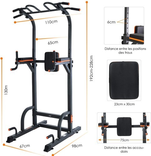 ISE-ISE Power Tower Barre de Traction Chaise Romaine Hauteur Réglables Multifonction Station de Musculation / SY-5612-3