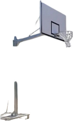 Softee Equipment-Lot de 2 paniers de basketball galvanisé monotube mobile 2 roues avec chariot de transport, sans planches, cerceaux et file Softee Equipment Deluxe-image-1