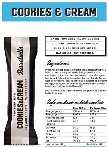 Barebells-Barebells barre protéinée (55g)|Cookies et Cream| Barres protéinées|Barebells-1