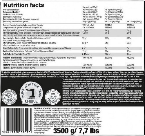 Olimp Sport Nutrition-Gain Bolic 6000 (3,5Kg) [FRAISE]-1