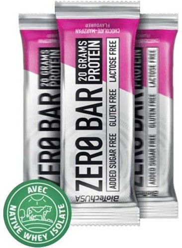 Biotech USA-Zéro bar (50g) | Chocolat Pâte d'amande | Barres protéinées-0