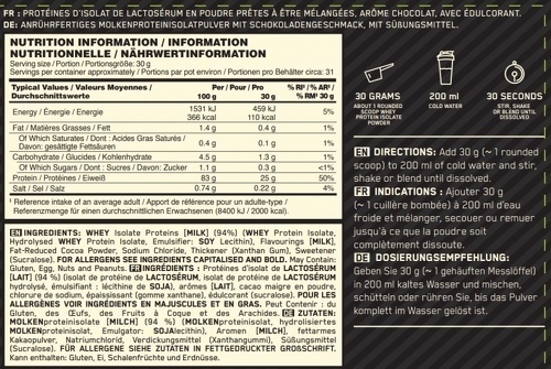 Optimum Nutrition-100% Isolate Gold Standard (930g) [CHOCOLAT]-3