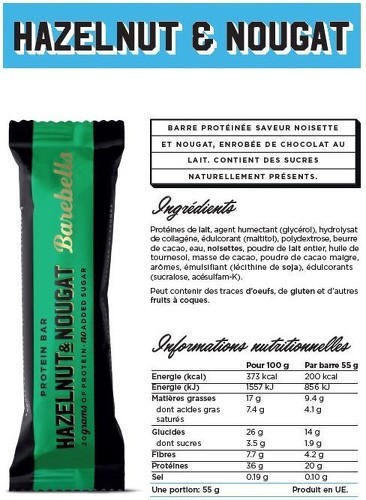Barebells-Barebells barre protéinée (55g)|Hazelnut et Nougat| Barres protéinées|Barebells-1