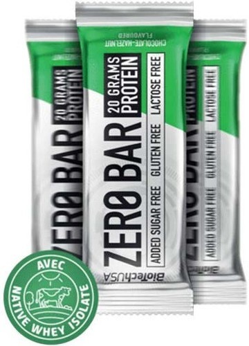 Biotech USA-Zéro bar (50g) | Chocolat Noisette | Barres protéinées-0
