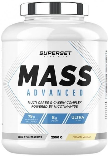 Superset Nutrition-Programme Prise de Masse Confirmé: Mass Advanced (2,5Kg) [VANILLE CREMEUSE] + Créatine Hardcore (1,5Kg) [ORANGE] + BCAA Xtreme-2