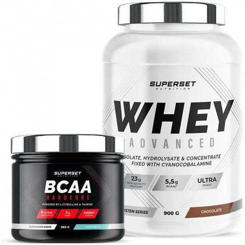 Superset Nutrition-Programme Galbe Musculaire: 100% Whey Proteine Advanced (900g) [CHOCOLAT] + BCAA Hardcore [TUTTI FRUTTI]-0